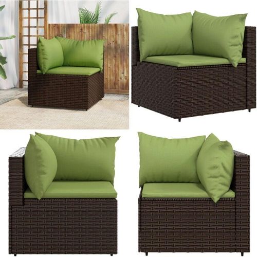 Garten-Ecksofa mit Kissen Braun Poly Rattan - Ecksofa - Ecksofas - Home & Living