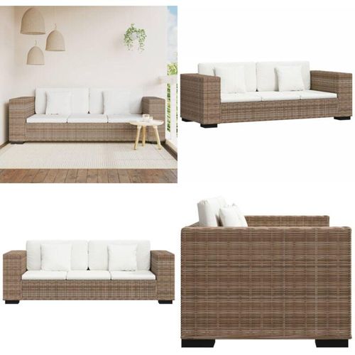 3-Sitzer Sofa Echtes Rattan - 3-Sitzer Sofa - 3-Sitzer Sofas - Home & Living - Braun