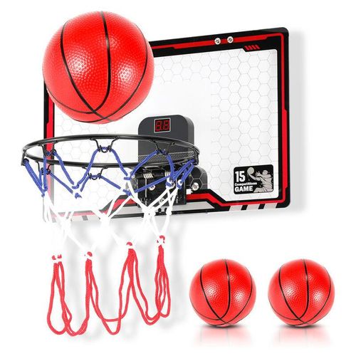 SWANEW Mini Basketball Korb Set, Indoor Mini Basketballkorb Tür Basketball Hoop mit Elektronische Anzeigetafel, Basketballbrett Kinder mit Pumpe und
