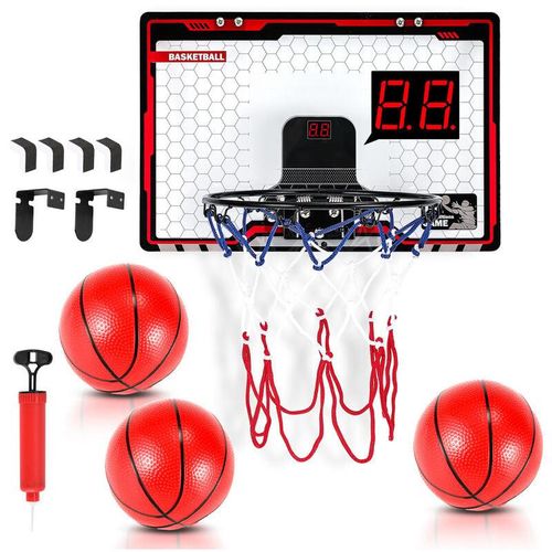 VINGO Mini basketballkorb Korb Set, Indoor Mini Basketballkorb Tür Basketball Hoop mit Elektronische Anzeigetafel, Kinder Basketballbrett mit Bälle