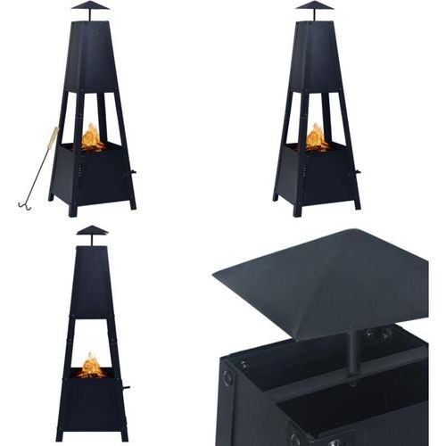 Feuerstelle Schwarz 35×35×99 cm Stahl - Feuerstelle - Feuerstellen - Home & Living