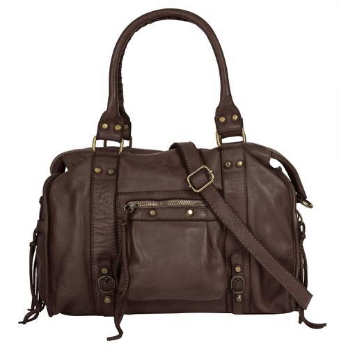 Shopper SAMANTHA LOOK, Damen, Gr. B/H/T: 34cm x 27cm x 12cm onesize, braun, Leder, vintage, Taschen, echt Leder, Made in Italy
