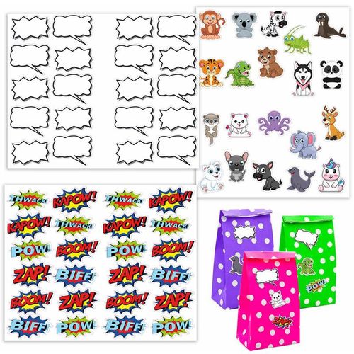 64 Sticker f�r Geburtstagst�ten Kinder Aufkleber Geschenkt�ten Kindergeburtstag