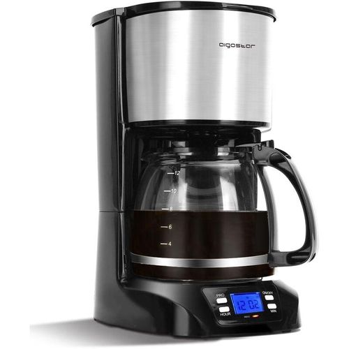 Aigostar Digitale Kaffeemaschine, Kaffeebrüher mit programmierbarer Timer, bis 12 Tassen, 1,5L, Warmhalteplatte, Tropf-Stopp, 800Watt,
