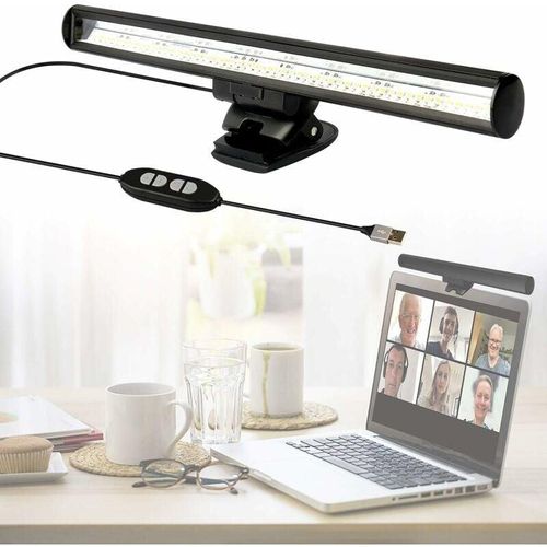 Ulisem LED-Laptop-Lampe, Laptop-Lampe für Videokonferenzen, Schreibtischlampe, USB-Screenbar-Lampen mit 10 Helligkeiten/3