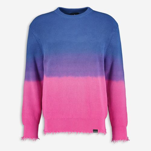 Dunkelblau-pinker Pullover mit Ombré-Effekt