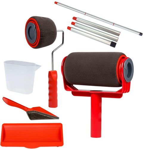 Best Direct® befüllbarer Farbroller - Kantenroller, Teleskopstange Paint Racer set + Pole