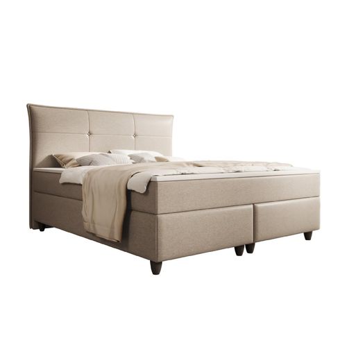 Boxspringbett Emden 180x200cm Webstoff Hellgrau