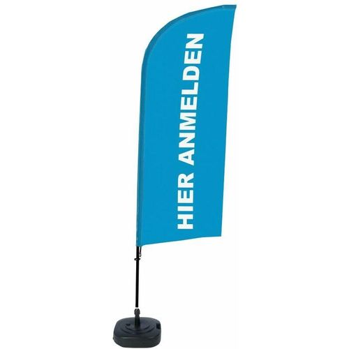 Showdown Beachflag - Komplett-Set - Hier Anmelden Deutsch - Blau/Schwarz