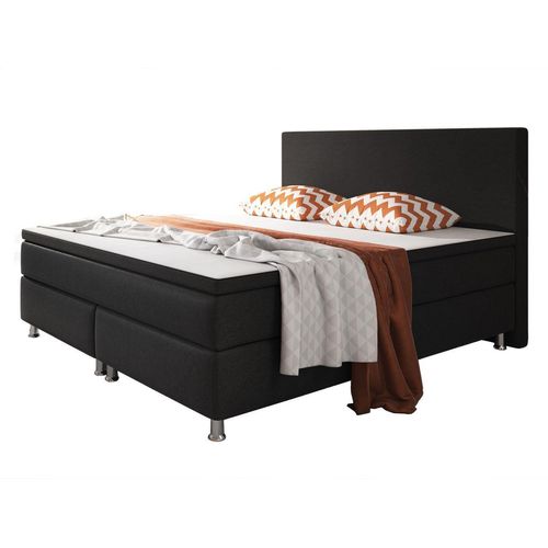 Boxspringbett Berlin 180x200 cm Webstoff Schwarz