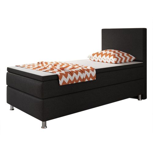 Boxspringbett Berlin 90x200 cm Webstoff Schwarz