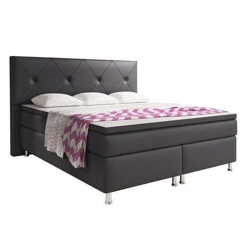 Boxspringbett Oxford 180x200 cm Kunstleder Anthrazit