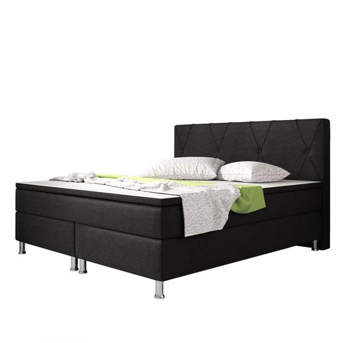 Boxspringbett Boston 180x200 Webstoff Schwarz