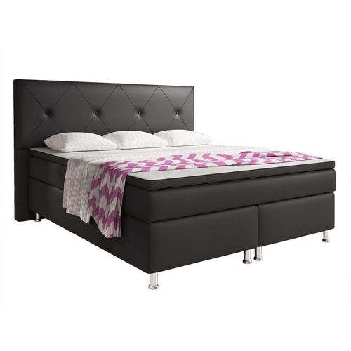 Boxspringbett Oxford 180x200 cm Kunstleder Schwarz