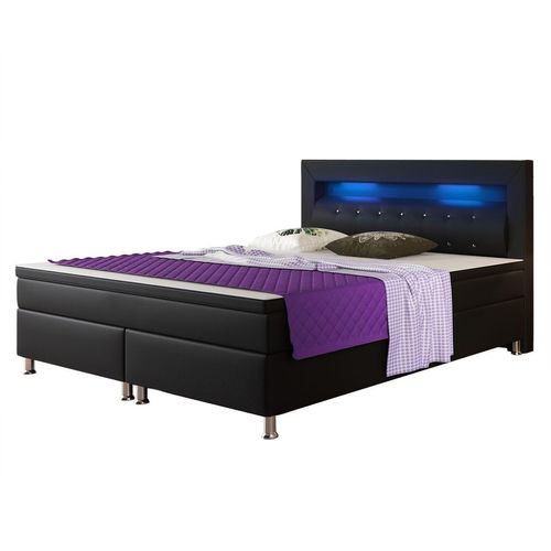 Boxspringbett Monaco 180x200 cm Kunstleder Schwarz