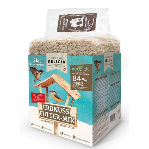 DELICIA Erdnuss Futter-Mix 3 kg Erdnüsse Vogelfutter Wildvogelfutter