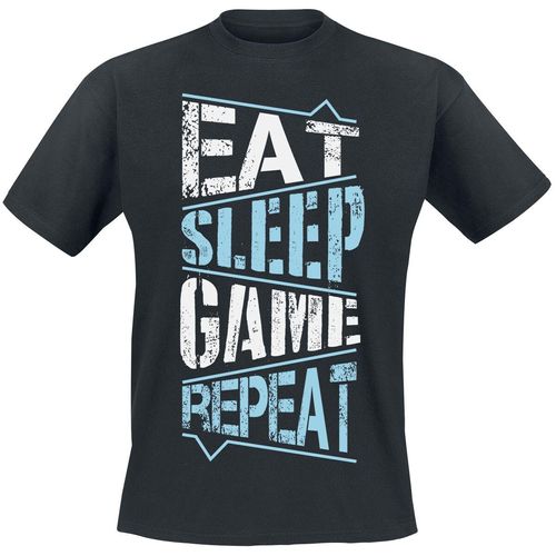 Gaming-Sprüche Eat Sleep Game Repeat T-Shirt schwarz in M