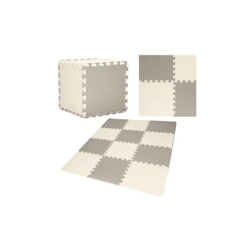 Springos - Schaumstoffmatte Quadrat 118x90 cm, cremegraue EVA-Schaumstoff-Puzzlematte