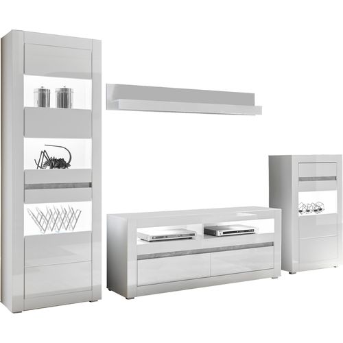 INOSIGN Wohnwand »Carat«, (Set, 4 St.), wird jeweils mit zwei Leisten angeliefert, 1 x grau, 1 x weiss