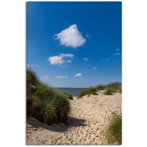 Leinwandbild ARTLAND "Weg zum Strand I" Bilder Gr. B/H: 60 cm x 90 cm, Leinwandbild Strand, 1 St., blau Leinwandbilder