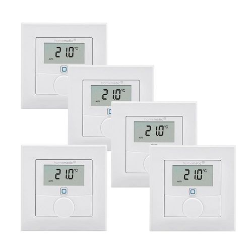 HOMEMATIC Smart-Home-Steuerelement "Wandthermostat m. Luftfeuchtigkeitssensor 5er Set" Smart-Home-Stationen weiß