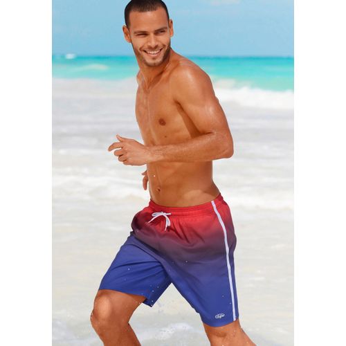 Badeshorts BUFFALO, Herren, Gr. XXL (58/60), N-Gr, bunt (rot, blau, bedruckt), Microfaser, Polyester, Microfaser, bedruckt, Farbverlauf, Badehosen, mit Farbverlauf