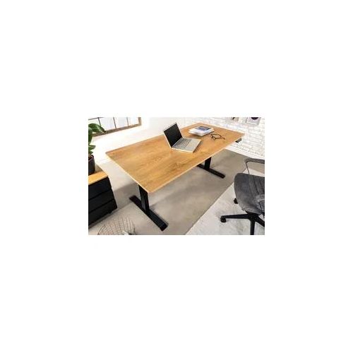 Höhenverstellbarer Schreibtisch OAK DESK 160cm natur Eiche-Design schwarzes Metallgestell