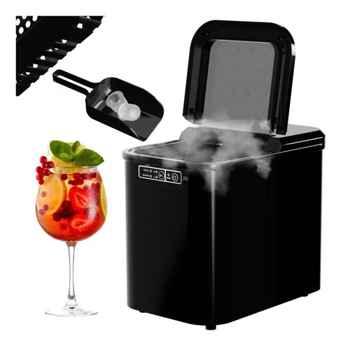 TroniTechnik® Eiswürfelmaschine Eiswürfelbereiter, Ice Maker, 12kg/24h, 2,2 Liter Wassertank, 2 Größen, Selbstreinigung, schwarz