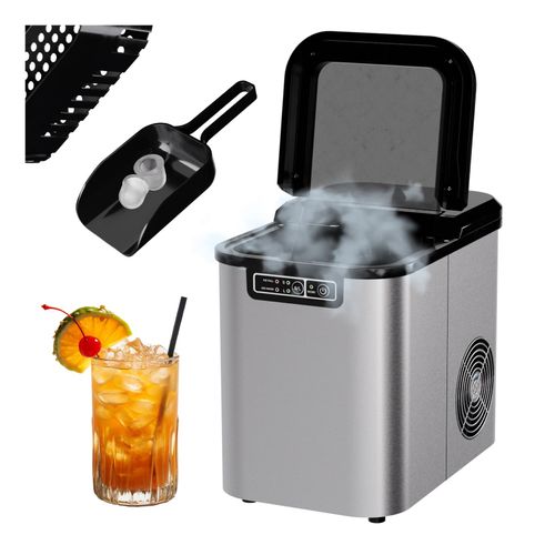 TroniTechnik® Eiswürfelmaschine Eiswürfelbereiter aus Edelstahl , Ice Maker, 12kg/24h, 2,2 Liter Wassertank, 2 Größen, Selbstreinigung