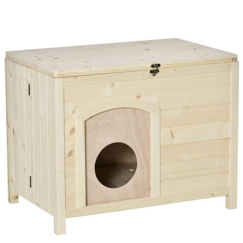 Hundehütte Hundehaus faltbar Haustierhaus katzenhaus Massivholz Natur 78 x 51 x 62 cm