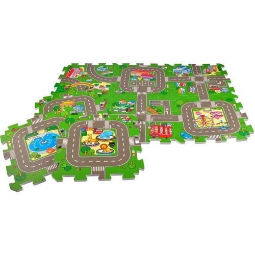 BURI Puzzlematte Straße 9-teilig Spielteppich Spielmatte Puzzleteppich Bodenpuzzle