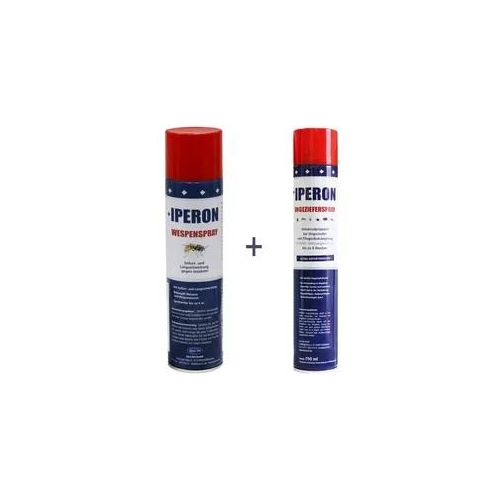 IPERON® 4 x 750 ml Ungezieferspray & 4 x 400 ml Wespenspray im Set + Zeckenhaken