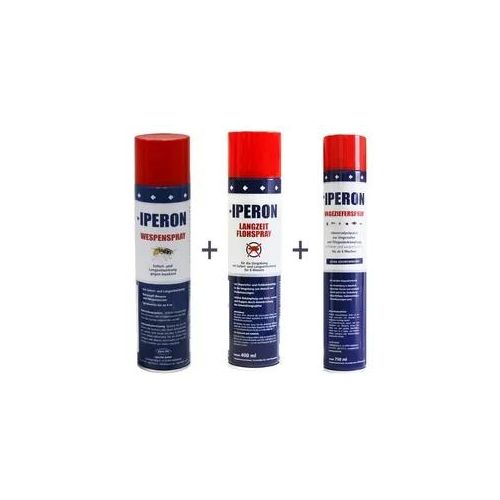 IPERON® 750 ml Ungezieferspray & 400 ml Flohspray & 400 ml Wespenspray im Set + Zeckenhaken