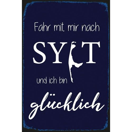 queence Metallbild »Fahr mit mir nach Sylt«, Sprüche, (1 St.), Sylt, Wanddeko, Stahlschild, Blechschild