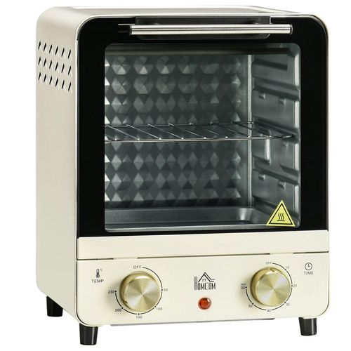 15L Minibackofen mit Umluft, 1000 W Pizza-Ofen mit Timer, 60-230, Creme