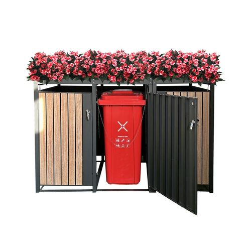 Mülltonnenverkleidung 3er mit Pflanzdach Mülltonnenbox Anthrazit