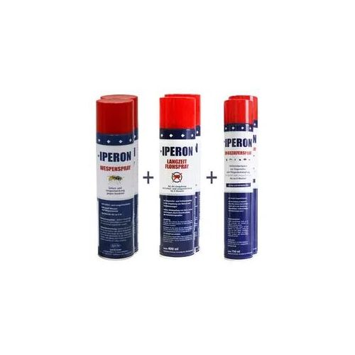 IPERON® 2 x 750 ml Ungezieferspray & 2 x 400 ml Flohspray & 2 x 400 ml Wespenspray im Set