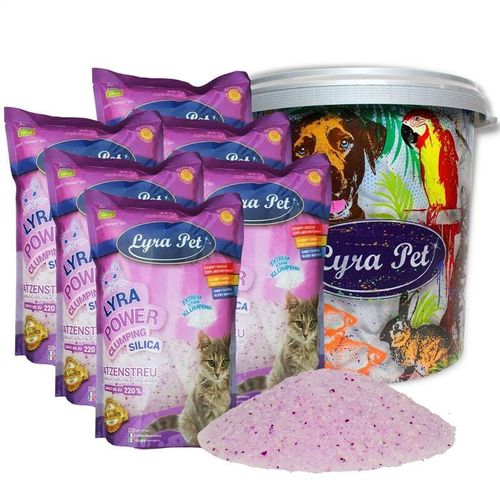 6 x 5 Liter Lyra Pet Lyra Power Silica Silikat klumpend Katzenstreu in 30 l Tonne