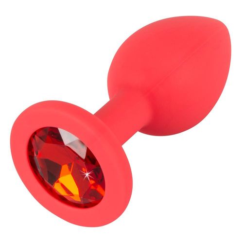 Analplug, rot mit Schmuckstein