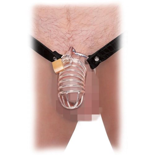 Peniskäfig „Extreme Chastity Belt“ mit Hüftgurt aus Leder