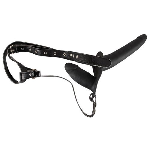 Umschnalldildo „Double Black Silicone“ mit Doppeldildo