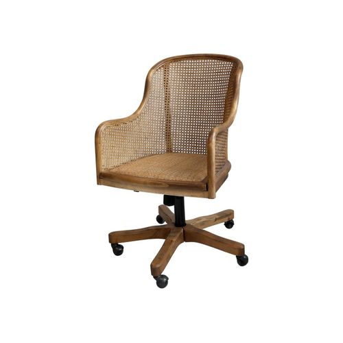 Chic Antique Altfranzösischer Bürostuhl mit Rattan, 92 x 62 x 62 cm, natur