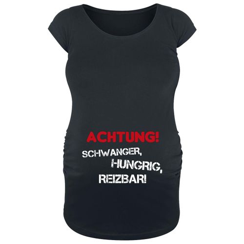 Umstandsmode Achtung! Schwanger, Hungrig, Reizbar! T-Shirt schwarz in XL