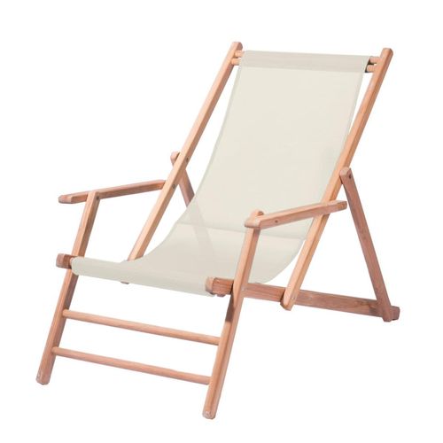 Jan Kurtz - Maxx Deckchair Teakholz, Bezug Polyacrylgewebe natur