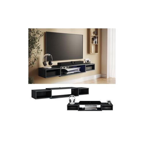 Vicco CD-Regal Nordic Schwarz Beton 140 x 20 cm offenes Regal