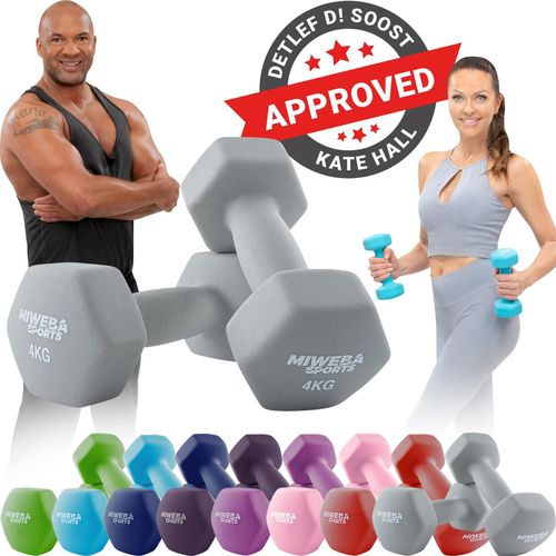 Miweba Sports Gymnastikhanteln 2er-Set NKH100, bodenschonend, 0,5-10 kg, Anti-Rutsch-Oberfläche (Grau, 2x 4,0 Kg)