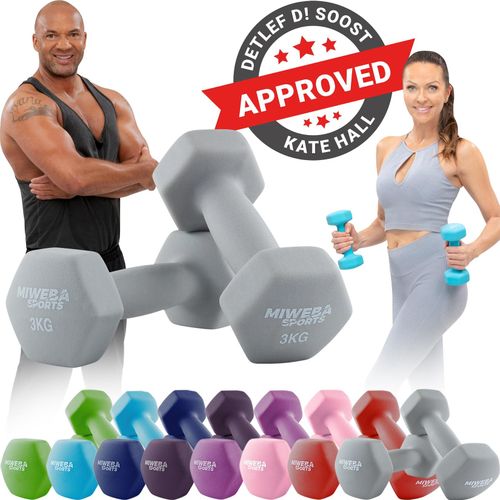 Miweba Sports Gymnastikhanteln 2er-Set NKH100, bodenschonend, 0,5-10 kg, Anti-Rutsch-Oberfläche (Grau, 2x 3,0 Kg)