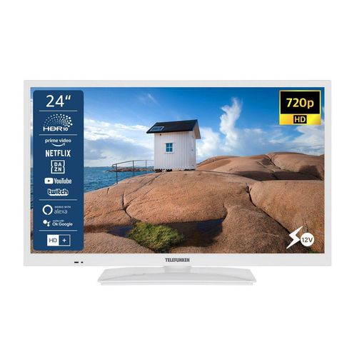 Telefunken XH24SN550MV-W LCD-LED Fernseher (60 cm/24 Zoll, HD-ready, Smart TV, 12 Volt Anschluss, Triple-Tuner, 6 Monate HD+ gratis), weiß