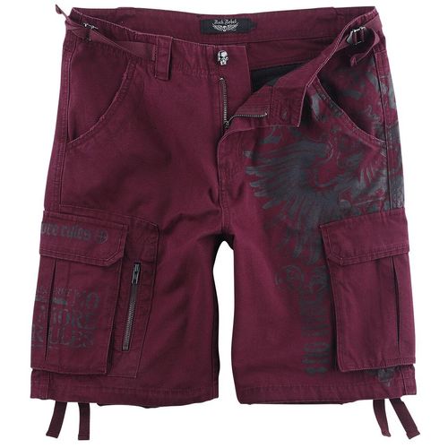 Rock Rebel by EMP Dunkelrote Shorts mit Prints Short bordeaux in S