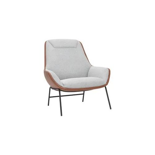 Brauner Designersessel mit grauem Samteffekt-Stoff MARCEAU